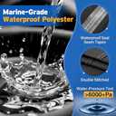 1200D Pontoon Boat Cover 21–24ft,with 16 Adjustable Tie Down Straps, Black