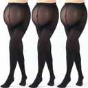 Mepase 3 Pairs Maternity Tights Maternity Stockings for Women Pregnancy Opaque Compression Pantyhose over The Belly (Black)