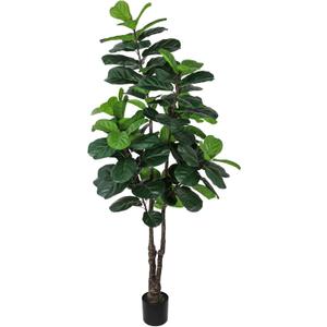 Fiddle Leaf Fig Tree Artificial Plants Indoor - 6ft Realistic Fake Plants Ficus Lyrata Trees, Faux Trees Indoor Floor Plant for Home Decor Living Room Office Christmas Housewarming Gifts