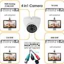 Analog CCTV Camera HD 1080P 4-in-1 (TVI/AHD/CVI/960H Analog) Security Dome Camera Outdoor Metal Housing, 24 IR-LEDs True Day & Night Monitoring 3.6mm Lens (White)