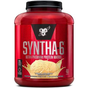 BSN SYNTHA-6 Whey Protein Powder, Micellar Casein, Milk Protein Isolate Powder, Vanilla Ice Cream, 5 Pounds, 48 Servings (Pack of 1) - Package May Vary, Best By: 10/07/2027