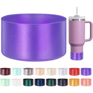 Glossy Gradient Silicone Boot, Compatible with Stanley H2.0 20-40oz & IceFlow 20-30oz, Chameleon Metallic Shimmer Cup Sleeve Protector for Hydroflask and Bottle Bottom with 2.8-3in (Purple)