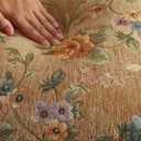 JUSPURBET Decorative Pillow Covers 18x18 Inch Chenille Vintage Floral Throw Cushion Covers with Contrast Piping Soft Durable for Couch Sofa Living Room,Mustard