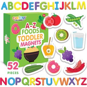 Curious Columbus Toddler Magnets  Set of 52 Fridge Magnets for Kids  Includes 26 Large Foam Food Pieces and 26 ABC Alphabet Letters for Learning and Play Curious Columbus Toddler Magnets  Set of 52 Fridge Magnets for Kids  Includes 26 Large Foam Food Pieces and 26 ABC Alphabet Letters for Learning and Play