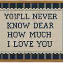 Framed You'll Never Know Dear How Much I Love You Wall Art, Vintage Nursery Blue Striped Pictures Wall Decor, Inspirational Quote Paintings Canvas Prints for Baby Boy Bedroom Living Room 16x24 inch
