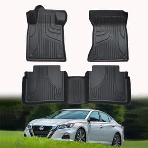 AOMSAZTO Automotive Floor Mats for Nissan Altima 2019-2022 2023 2024 2025, Heavy Duty TPE All Weather Car Floor Mats, 1st & 2nd Row Full Set Original Floor Liners, Anti Skid Car Mats, Black