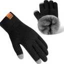 Gloves for Cold Weather Men,Thermal Winter Gloves with Touchscreen Fingers,Fleece Warm Gloves for Women (Black, L)