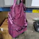 VOOWO Duffel Bag with Wheels - Rolling Foldable Expandable Duffle Bag with Wheel for Travel, Rolling Luggage Bag Carry On Travel Bag with Wheels, Large Wheeled Overnight Weekender Bags (Deep Purple)