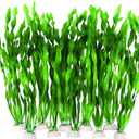 AQUANEAT Fish Tank Artificial Plants, Aquarium Plastic Seaweed Decorations, 11.75Inch Tall Fake Green Accessories, 10 Packs