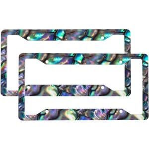 Abalone License Plate Frame 2 Pack Accessories Cars Decor 12.3 X 6.3 Inches for Men Women