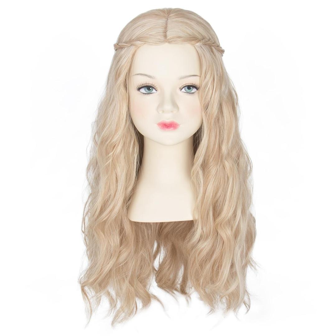 Miss U Hair Long Wavy Blonde Princess Wig Renaissance Hippie Elf Halloween Cosplay Wig for Small Head