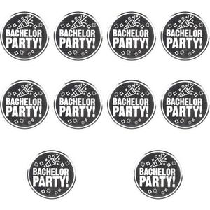 Bachelor Party Buttons - Set of 10 Black & White Groom and Groomsmen Pins | Bachelors Buttons Groom Crew Team Groom Buttons Pin Bachelor Party Favors Ideas Gifts Games Decorations Decor Supplies