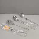 4 Pcs Cooking Utensils Set, Stainless Steel Kitchen Utensils, Heat Resistant Metal Kitchen Tools Include Solid & Slotted Turner Wok Spatula, Serving Spoon, Ergonomic Handle, Easy to Clean, Silver