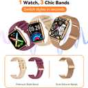 Smart Watch for Women (3 Bands), Fitness Tracker with Bluetooth Calls, IPX8 Waterproof Smartwatch for Android iPhone, 112+ Sport Modes, Heart Rate/Sleep/SpO2 Monitor, Gold