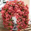 Bougainvillea Artificial Flowers Fake Plants for Outdoors Winter Decoration, 2 pcs Faux Long Trailing Vines UV Resistant Look Real Red Silk Flowers for Outside Planter Front Door Porch Urn Yard Patio