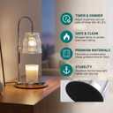 Candle Warmer Lamp with Timer & Dimmable,Candle Lamp Warmer with Ice-cracked Glass Shade,Gifts for Women valentines day, Adjustable Height Wax Warmer Lamp with 2 Bulbs for Jar Candles (Silver)