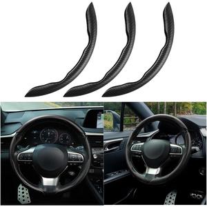 Mandark 3PCS Carbon Fiber Car Steering Wheel Cover, Anti-Skid Leather Vehicle Segmented Steer Wheel Protector, Auto Interior Protection Guard Accessories, Universal for Most Cars (Black)