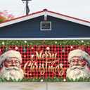 6x16FT Santa Claus Christmas Garage Door Banner Decor, Red and White, 72inx192in