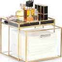 Sumnacon Disposable Face Towel Holder Glass Face Towel Storage Box with Drawer Compatible with Clean Skin Cluub Clean XL Makeup Box Organizer for Bathroom, Vanity Countertop