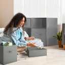 Weysat 4 Cube Stackable Under Dorm Bed Storage Container Foldable Closet Drawer Organizer Fabric Storage Cube Bins for Dorm Essentials College Closet Bedroom Living Room Nursery(Gray)