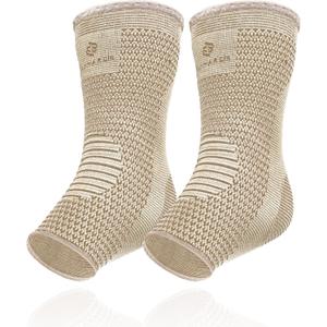Achilles Tendon Support Brace, Plantar Fasciitis Sock, Ankle Compression Sleeve For Running, Tendonitis and Flat Feet Relief (Unisize, Natural Beige)