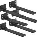 Floating Shelf Brackets 10 inch 6 Pack L Brackets for Shelves Black Metal Heavy Duty Shelf Bracket for DIY Decorative with Mounting Hardware
