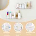 UDD Acrylic Clear Shower Caddy Adhesive Shelf, 2pc Plastic Shower Organizer with Self Adhesive Tape, No Drilling Wall Mount Shower Shelves for Bathroom Kitchen, Transparent