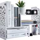 YGYQZ Small Bookshelf for Desktop Storage, Mini Cute Office Desk Shelves White Versatility Organizers for Women, Kids (Cloud)