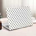 Seorsok Compatible with MacBook Air 13 Inch Case 2022 2021 2020 2019 2018 Release A1932 A2179 M1 A2337 Touch ID,Elegant Leather Plastic Hard Shell Case & Keyboard Cover,Black Polka Dots Design,White