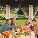 Garvee Pop Up Gazebo Screen Tent,Hexagonal Instant Gazebo Tent with Mosquito Netting Outdoor Canopy,6 Sided Sun Shelter 13x13ft with Mesh Netting,Pavilion Tents for Patio,Blue+Beige
