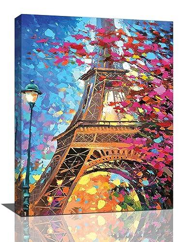 Paris Eiffel Tower Wall Art Paris Pictures Wall Decor Paris Eiffel Tower Canvas Painting Print Artwork Modern Home Decorations Framed for Living room Bedroom Office 16"X20"
