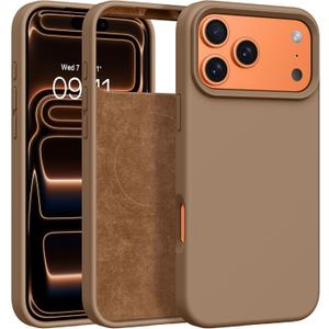 BENTOBEN Magnetic for iPhone 17 Pro Case 6.3", Compatible with Magsafe, Silky Liquid Silicone, Slim Soft Full-Body Shockproof Protective, Women Men Phone Cover for iPhone 17 Pro, Brown