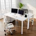 55 Inch White Computer Desk, Home Office Desk, Gaming Study Writing Table