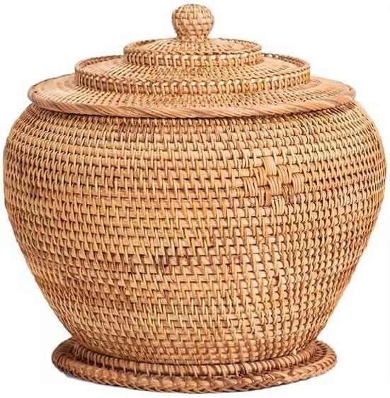 Basket Storage Rattan Woven Baskets with Lid Round Wicker Fruit Boxes Decorative Tray Lids Sundries Mini Snack Bread Organizer (11)