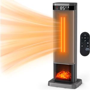 24" Space Heater, 1500W Portable Heaters for Indoor Outdoor Use, Fast Heating with 60° Oscillation, Adjustable Thermostat Up to 99°F, Tip-Over Protection & 12H Timer for Bedroom, Office, Sliver