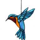 Stained Glass Bird Window Hangings SunCatcher, 9" x 7 1/2