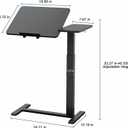 Ywin Medical Adjustable Tilt Overbed Bedside Table with Wheels, Swivel Portable Tray Table (27.6" W x 15.8" D), Small Standing Desk for Bedroom, Hospital, Couch, Office Use, Black, 27.5" x 15.8"