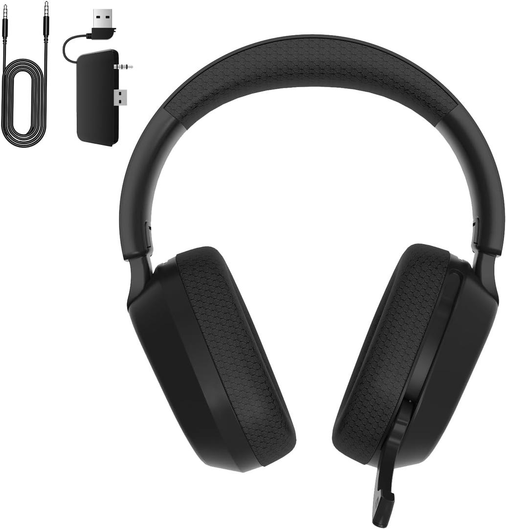 Gvyugke Wireless Gaming Headset for Xbox Series X/S, Xbox One, PS5, PC, Mac, Bluetooth 6.0 Gaming Headphones with Flip-to-Mute Noise-Canceling Mic, Foldable, 3D Surround Sound, 45H Battery - Black