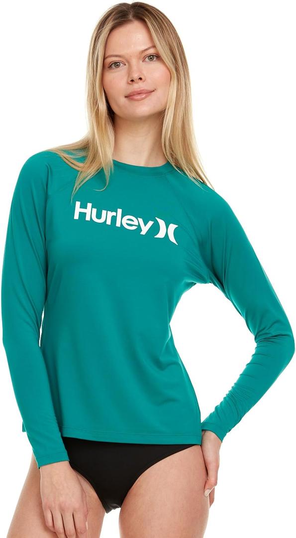 Hurley Rash Guard for Women, Womens Rash Guard Long Sleeve Shirts, Rashguard Swim Shirt Women UPF 50+ SPF & UV Protection (S)