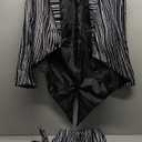 Halloween Costume Men Stripes Outfit Tail Coat Suit for Halloween Christmas Cosplay Party (Large)