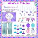 Frienda Mermaid Birthday Decorations Includes Banner, Backdrop, Foil & Latex Balloons, Hanging Swirls, Foil Curtain, Honeycomb Centerpieces for Sea Baby Shower Women Mermaid Party Decoration