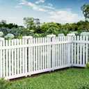 MELLCOM No Dig Garden Picket Fence, 3-Panel 24''W x 24''H Decorative Privacy Fence with Metal Stakes, Garden Fence Border for Backyard, Patio & Yard, White