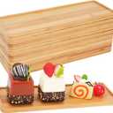 10 Pcs Wood Serving Trays, Rectangle Bamboo Tray for Bathroom, Wooden Serving Platter Vanity Tray for Dresser Snack Food Dinner Kitchen, 11 x 4 Inch(Rounded Edges)