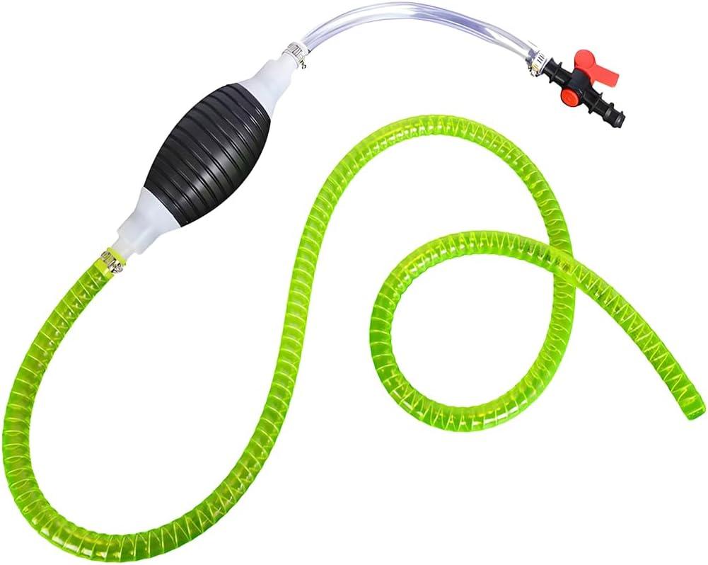 Car Gasoline Siphon Hose Pump, High-Flow Hand Fuel Transfer Pump for Oil, Diesel, Water, Manual Portable Automotive Gas Fuel Siphon Hose Accessories, Universal for SUV Van Truck (3.28 Feet)