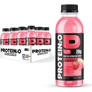 Protein2o Hydration Drink - 2-in-1 Liquid Clear Whey Protein Isolate and Electrolyte Drink - 20g Protein, Vitamins B5, B6 - Post-Workout Recovery - 16.9 Fl Oz - 12 Count Strawberry Watermelon