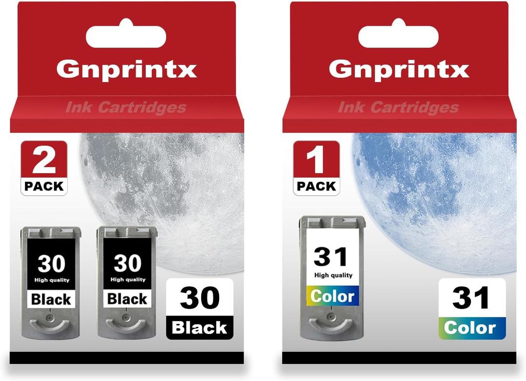 3 Pack PG-30 Black CL-31 Color Smart-Auto Ink Cartridge Compatible for Canon iP2600 iP1800 MX310 MX300 MP210 MP470 MP140 MP190 Printer (2 Black, 1 Color)