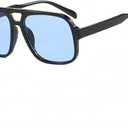 Retro Square Sunglasses, Multiple Colors, UV400 Protection (Black/Blue)
