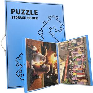 Puzzle Storage Folder for 1000-Pieces Folder Keeper for Jigsaw Puzzle Space-Saving Organizer Accessories Holds 20 Puzzles, HD Film Pockets (BLUE)
