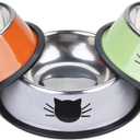 Legendog 3PCS Pet Bowl Stainless Steel Non-Skid Base Dog Bowl Cat Bowl with 2 Food Scoop (Multicolor)