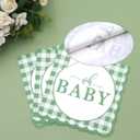 75 Pcs Sage Green Baby Shower Plates and Napkins Party Supplies, Sage Green Baby Shower Decorations, Gingham Paper Plates for Gender Neutral Oh Baby Decor, Scalloped, Serve 25 Guests